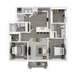 The Redbud is the 1084-square-foot, two-bedroom, two-bathroom home that fits your life perfectly. It features a smart, separated layout, handy in-unit laundry, plenty of walk-in closet space, and a private patio or balcony for that morning coffee.