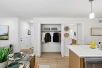 Open-concept living with convenient entry storage