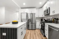 Spacious newly renovated kitchen with sleek appliances