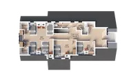 Chic floor plan showcasing a versatile unit with 3 spacious bedrooms, modern fittings, and ample storage space across 960 square feet.