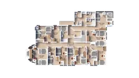 Second floor layout showcasing multiple compact units with Twin XL beds, varying from 85 to 238 sq ft, featuring modern design and efficient use of space.