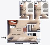 2 Bedroom | 1 Bathroom Apartment Floor Plan