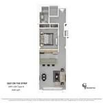 Explore the efficient design of this 1BR 1BA apartment at 1627 On The Strip, offering 656 sqft of modern living space.