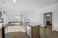 Bright and modern open-concept kitchen and living space with sleek finishes and abundant natural light.