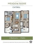 Modern floor plan of Meadow Ridge Catskill apartment with 2 bedrooms, 2 baths, and stylish great room.