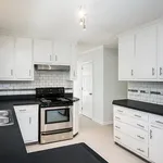 Modern kitchen with sleek white cabinetry, black countertops, and stainless steel appliances, ideal for culinary creativity.