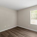 Bright and inviting empty room with elegant wood flooring and ample natural light flowing through the window.
