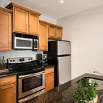Modern kitchen with sleek granite countertops, stainless steel appliances, and warm wooden cabinetry, perfect for culinary enthusiasts.