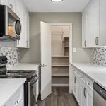 Modern kitchen with sleek stainless steel appliances, elegant white cabinetry, and a spacious pantry for ample storage.