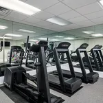 Modern fitness center featuring state-of-the-art treadmills in a well-lit space with mirrored walls.