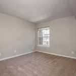 Bright and inviting empty room with soft beige carpet, neutral walls, and a large window offering beautiful natural light.