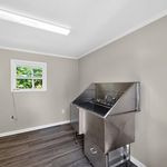 Bright utility room with sleek stainless steel sink and rich wood flooring, ideal for multitasking and organization.