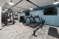 Modern gym facility featuring state-of-the-art equipment including treadmills, exercise bikes, and weight machines, designed for a premium workout experience.