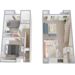 2 bed 1.5 bath townhome