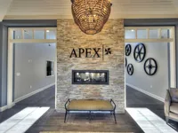 Clubhouse entrance interior, showing fireplace.