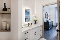 Bathroom cabinets with mirror.