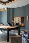 Game room with pool table and large scrabble