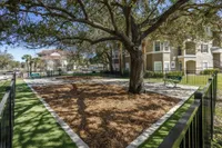 Courtyard with trees and benches