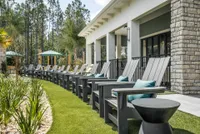 Row of lounge chairs outside