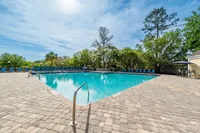Inviting outdoor pool surrounded by lush greenery and sun loungers, perfect for relaxation and leisure.