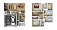 Two-Story Depiction of our Amber Floor Plan at Amber Vista Homes in Hardin Valley, TN