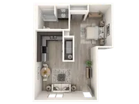 Studio 671 sq ft