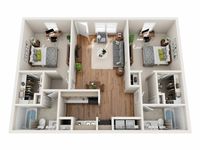 B1 - 2 Bedroom | Floor Plan 3 | Raiders Walk | Apartments Lubbock TX