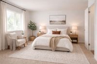 Bedroom with plush carpet