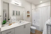 Modern Bathroom with Storage and Tub