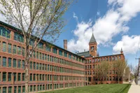 Beautifully landscaped grounds at Watch Factory Lofts apartments in Waltham, MA.. | Watch Factory Lofts | Watch Factory Lofts Apartments