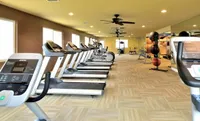 Spacious and modern gym with state-of-the-art fitness equipment, including multiple treadmills and training stations, ideal for a complete workout experience at Camelot Apartments in Yuma, Arizona.