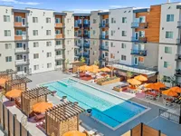 Current Apartments in Murray UT Aerial Pool View