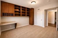 Spacious Bedroom with Built-In Desk & Custom Storage | Creeks on Kirklevington Apartments in Lexington, KY