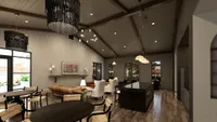 Clubhouse Lounge, Kitchen and Event Space with Vaulted Ceiling