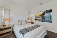 Cozy bedroom retreat with stylish coastal-inspired decor.