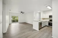 interior pic of deluxe unit with gray planking and white walls