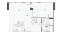 Bellevue 1/1 Floor Plan