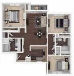 3/2 2D floor plan with furniture