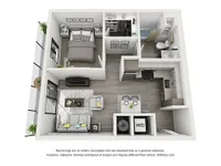 The Aviary Apartments 1x1 B 3D Floor Plan (1)