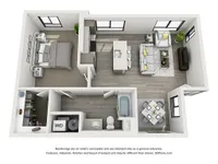 The Aviary Apartments 1x1 Carriage 3D Floor Plan (1)