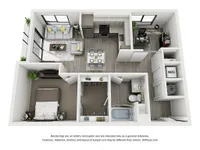 The Aviary Apartments 1x1 E Den 3D Floor Plan