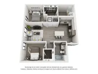The Aviary Apartments 2x2 A 3D Floor Plan
