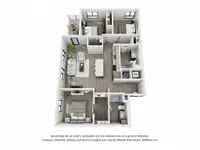 The Aviary Apartments 3x2 A 3D Floor Plan