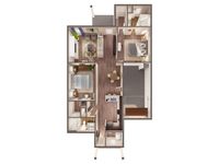 2 Bedroom 2 Bath Floor Plan | LEO at The Sanctuary