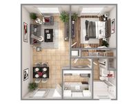 1 Bedroom Floor Plan | Pembroke Pines Apartments | Advenir at San Tropez