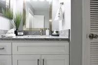 Granite counters in bathroom