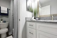 Granite counters in bathroom