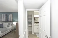 Hallway into bathroom