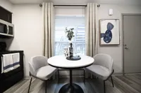Experience intimate dining in this chic and modern kitchen nook.