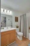 Bright bathroom with bathtub